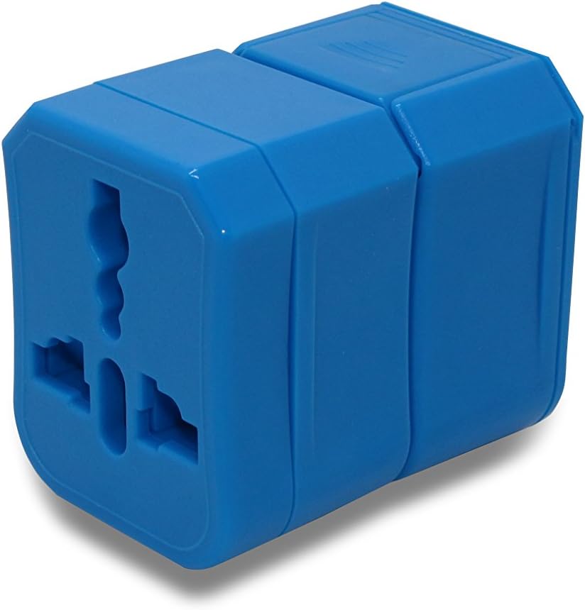 SVHelix Universal Travel Adapter with Worldwide Plugs (US UK EU AUS) Compatible with 150+ Countries as Power Plug and Cellphone Charger with 1 Portable Gift Pouch (Blue)