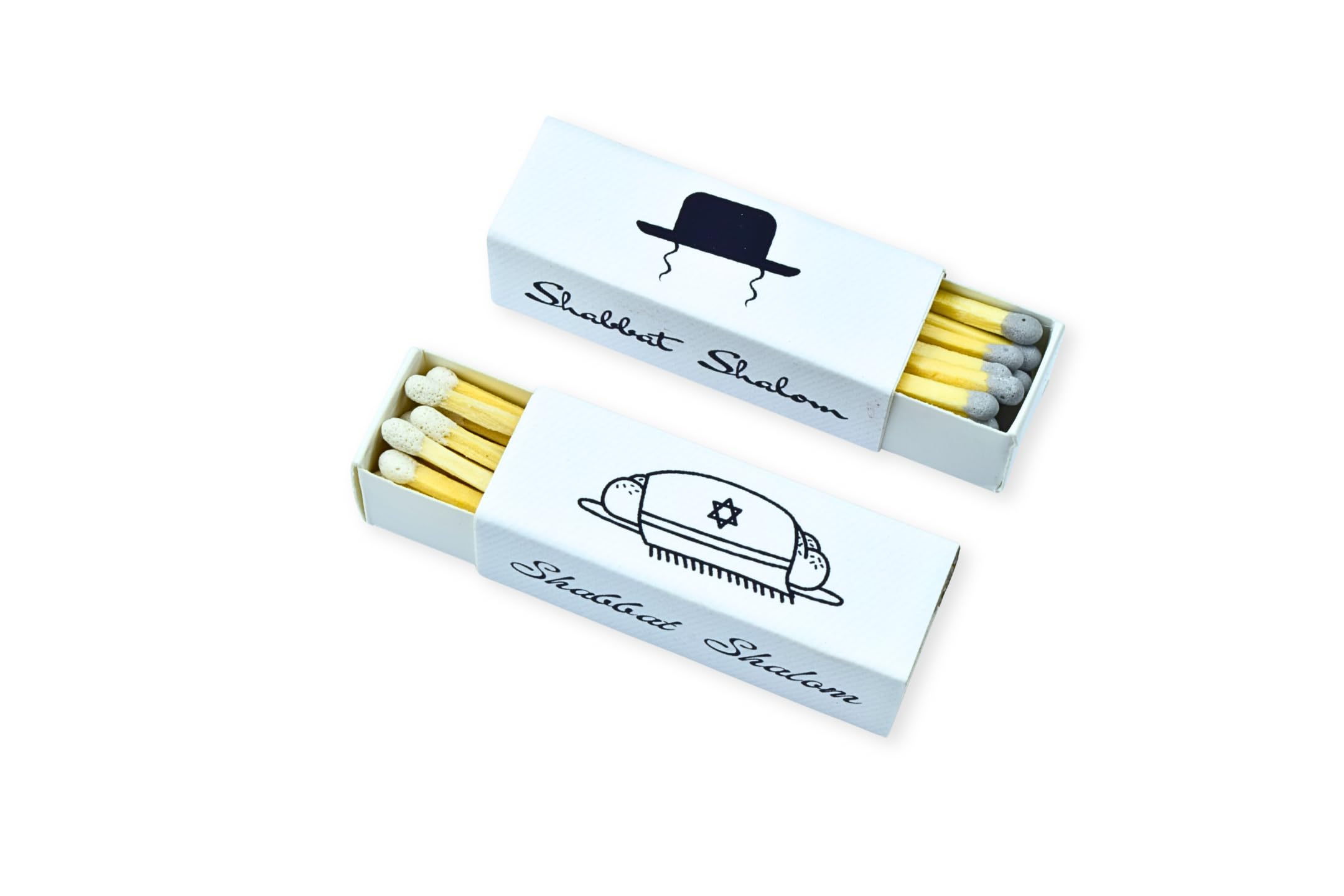 Customizable Personalized Matchboxes – Set of 10 – Shabbat Shalom Design – Colorful Matches & Matchsticks – Perfect for Shabbat (2" Matchsticks, Shabbat #1)