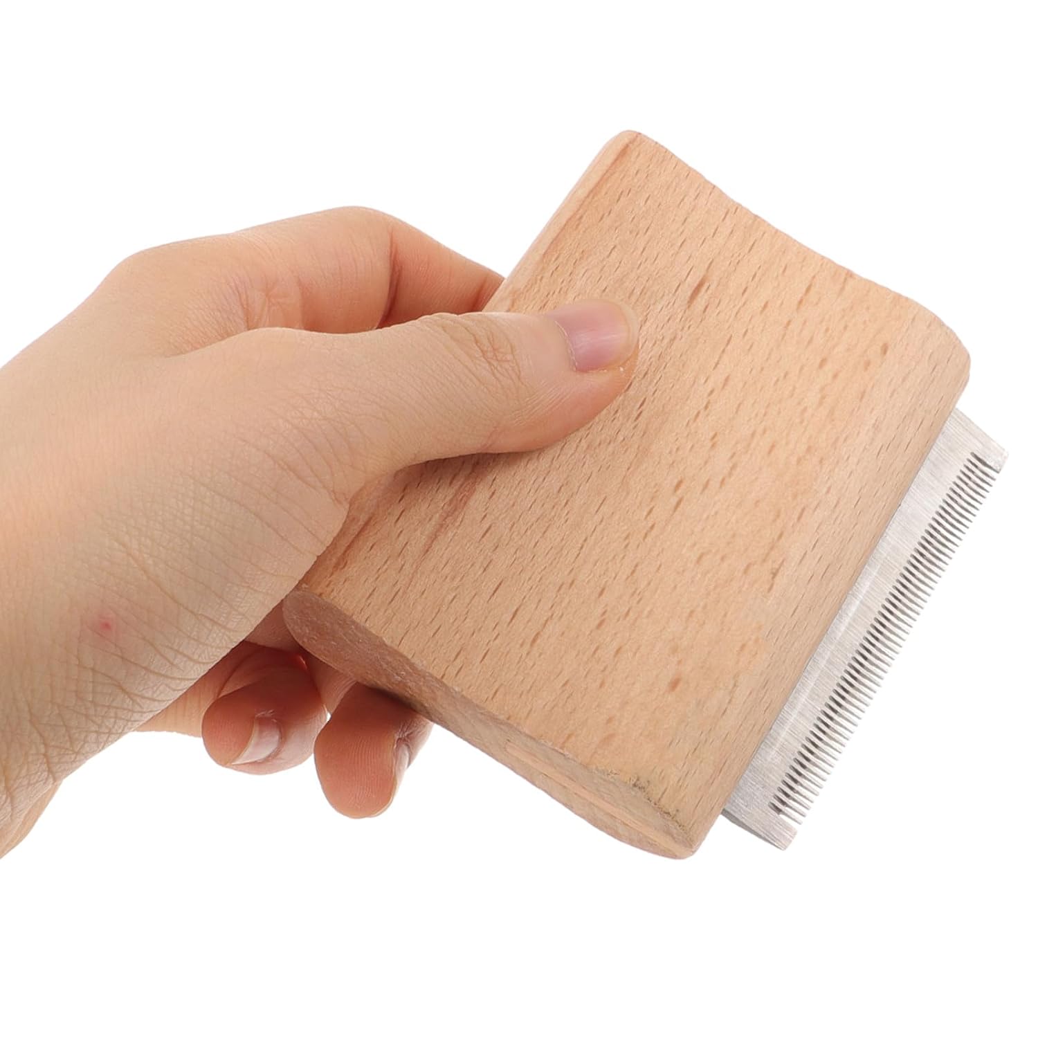 Alipis Pet Grooming Brush for Canines and Equines, Wooden Deshedding Hair Removing Brush, Small Size, Livestock and Horse Hair Care Tool for Shedding Control