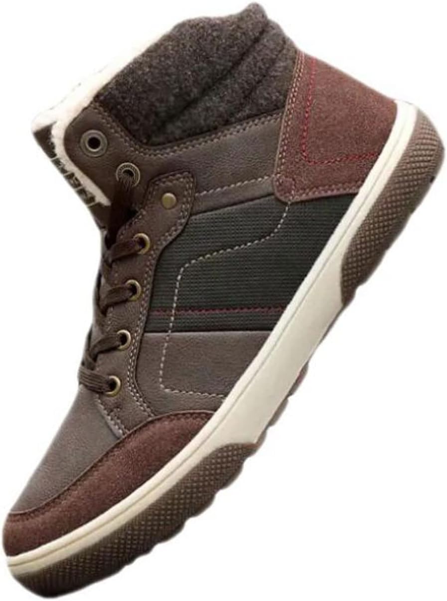 PENXZT Men Work Boots Winter Plus Velvet Hiking Shoes Cotton Shoes Men