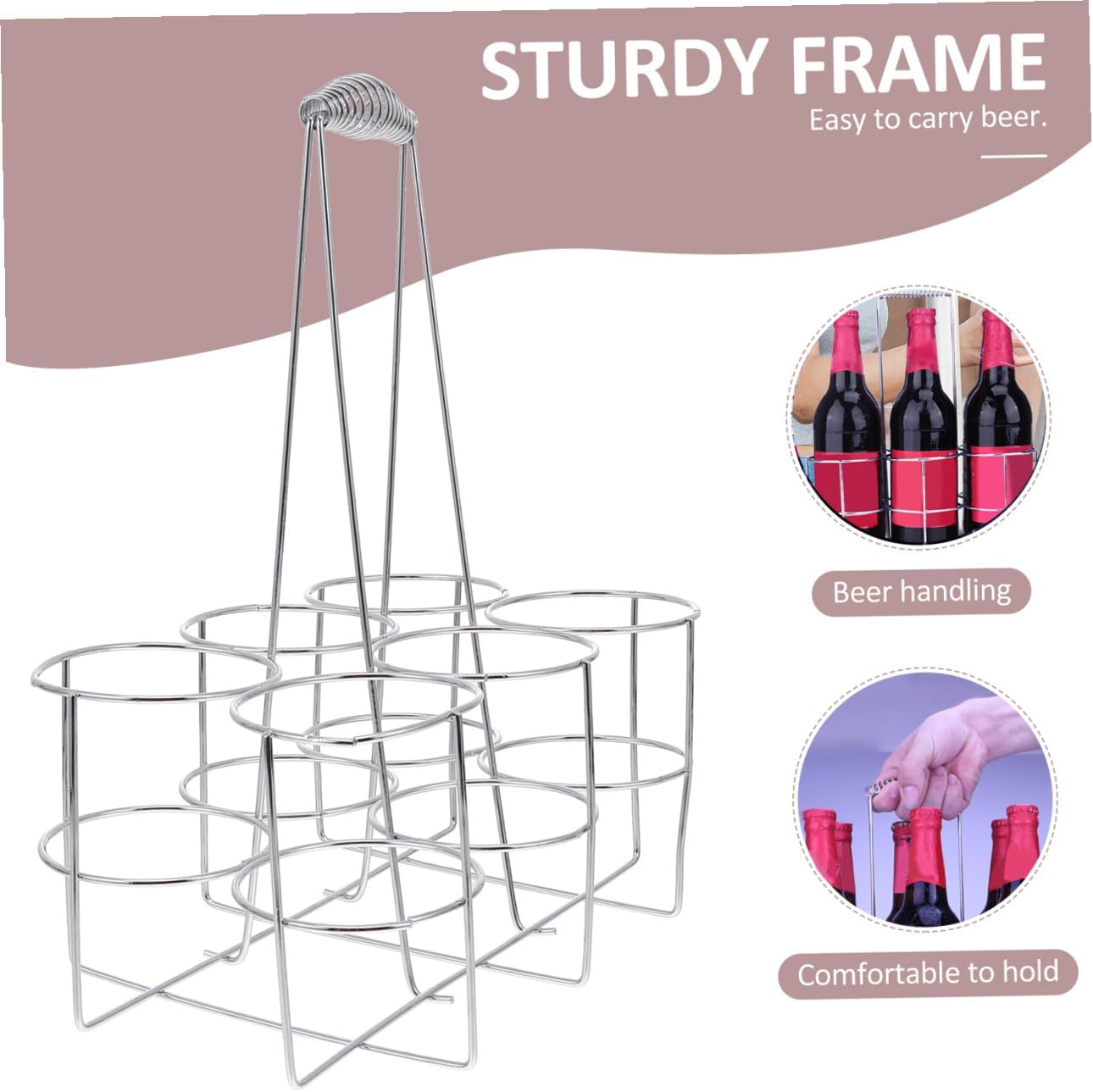 Stainless Steel Beer Carrier Holder for Beer Wine Storage Portable Compact Drinks Basket for Parties and Gatherings