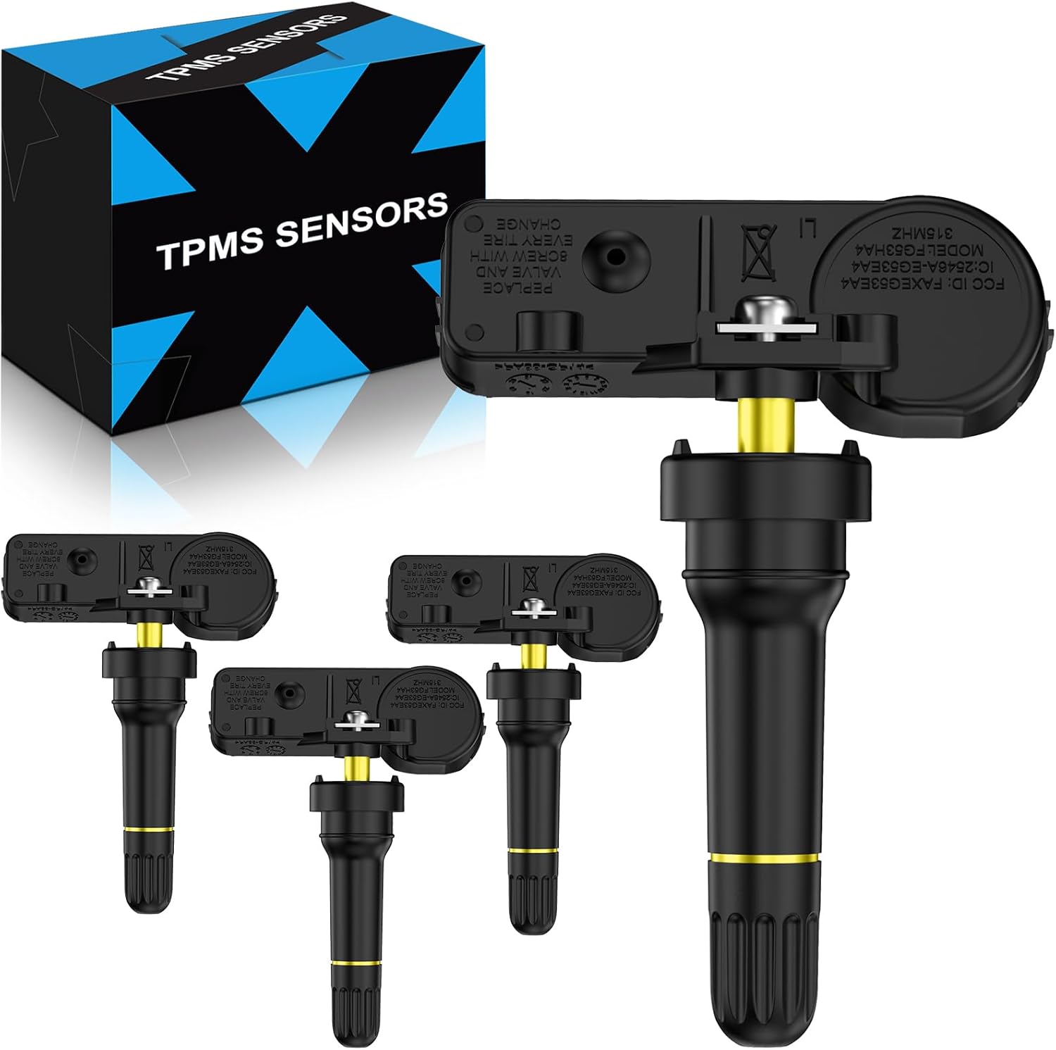 Tire Pressure Sensor 315Mhz Pre-Programed for:-Ford F150 2009-2014, Edge 2011-2014, Explorer 2011-2015 for:-Mustang Fusion F250 F350 for:-Lincoln MKZ TPMS Sensor OE# DE8T-1A180-AA (Set of 4)