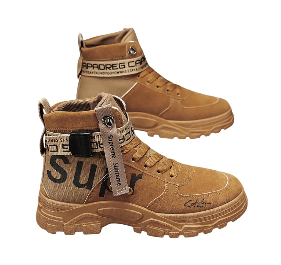 Comfy and Breathable High Top PU Leather Boots for Men's Outdoor Activities