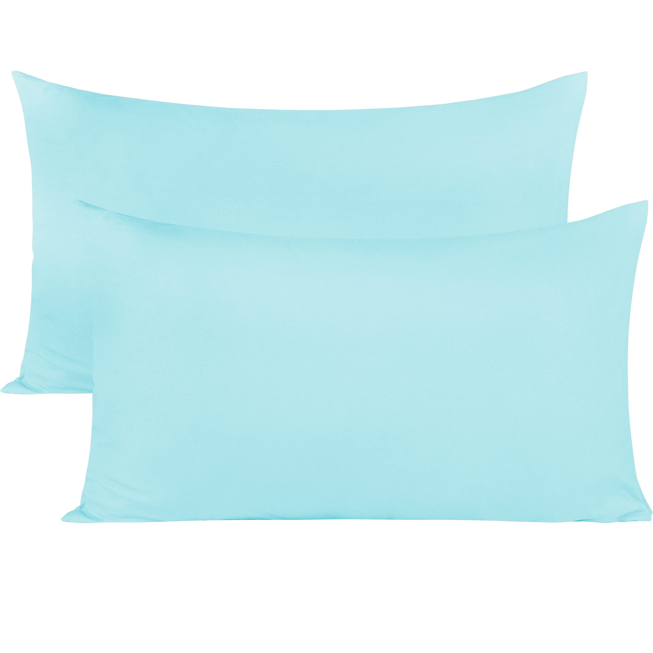 Toddler Travel Pillow 13 x 18 Inches - 400 Thread Count Egyptian Cotton 2 Piece Travel Pillowcase with Zipper Closure Small Pillow Cases Wrinkle Resistant - Aqua Blue