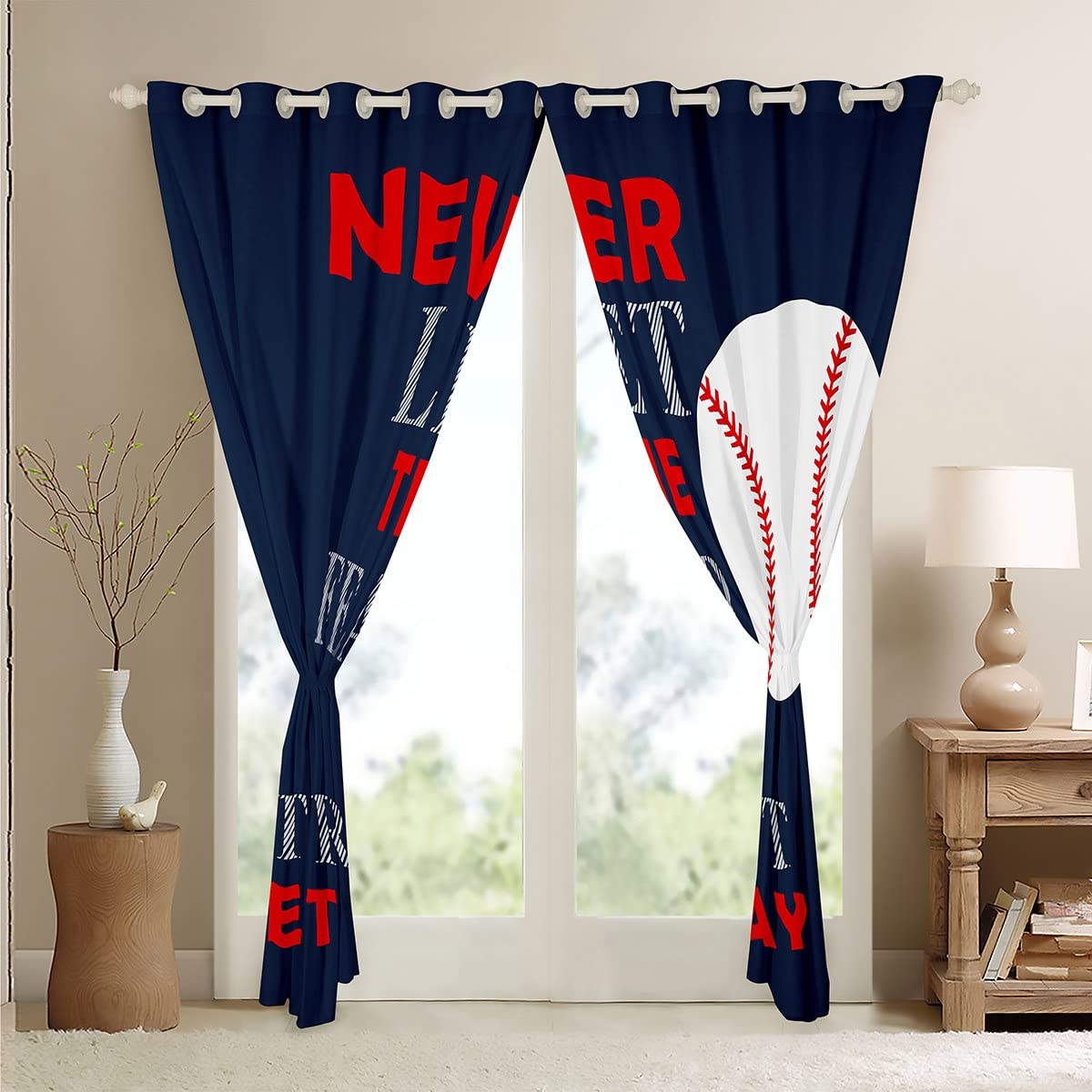Tende oscuranti da baseball 30% -50% per giochi sportivi per camera da letto Baseball Gaming tende per finestre per bambini ragazzi regalo per amanti del baseball trattamenti per finestre W52* L90