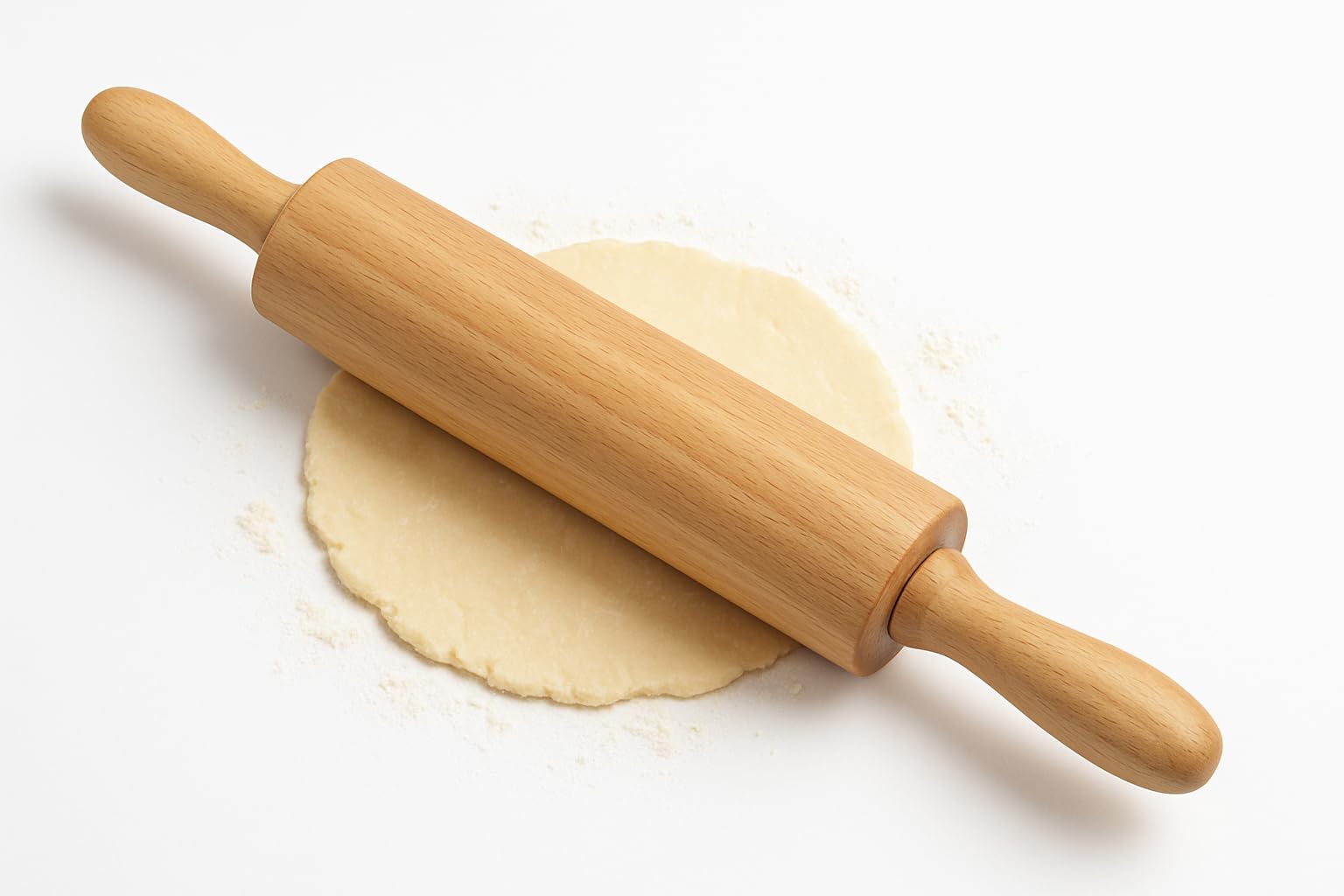 Classic Wooden Rolling Pin for Baking - 17-Inch Natural Beechwood Dough Roller with Easy-Grip Handles - Perfect for Bread, Pizza, Pastries, Cookies - Durable and Lightweight Kitchen Tool