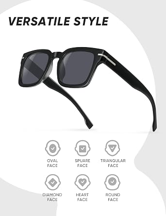 Sunglasses for Women Matte Black, Classic Retro Square Frame Womens Sunglasses, Trendy Sun Glasses UV Protection