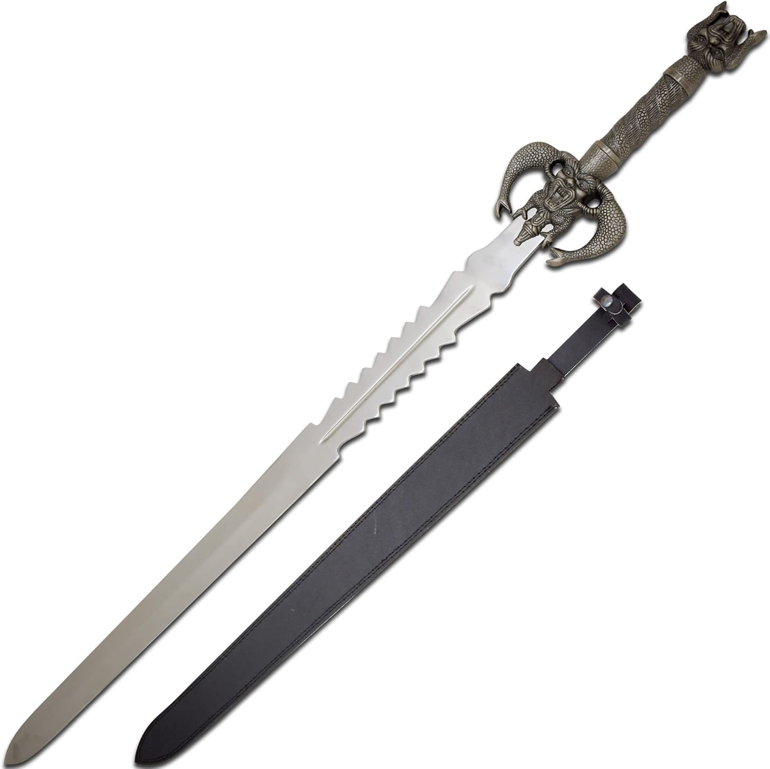 Medieval Warrior Custom Handmade Fantasy Viking Sword Comes with Black Leather Sheath