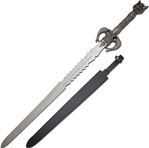 Miniatura 2 de Medieval Warrior Espada vikinga de fantasía hecha a mano personalizada viene con funda de cuero negro