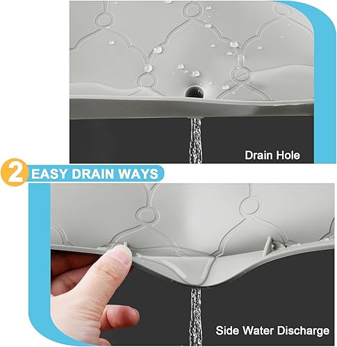 Miniatura 4 de Tapete para debajo del fregadero, 34 x 22 pulgadas, de silicona para debajo del fregadero, impermeable, forro grueso para debajo del fregadero con