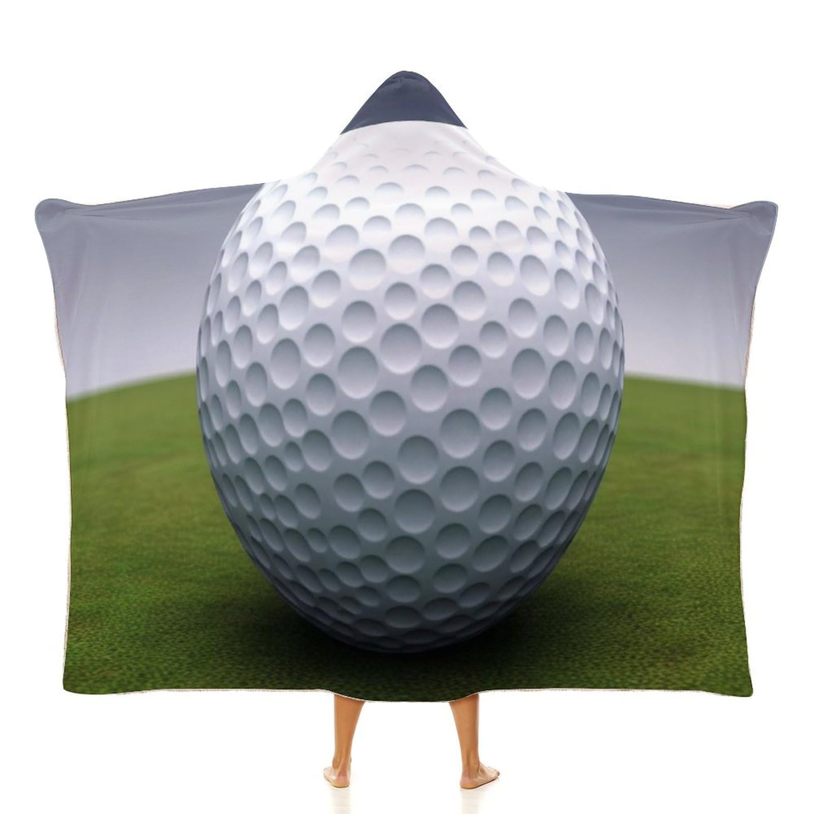 Cape à capuche imprimée balle de golf avec textile isolant et format nomade 101x127cm