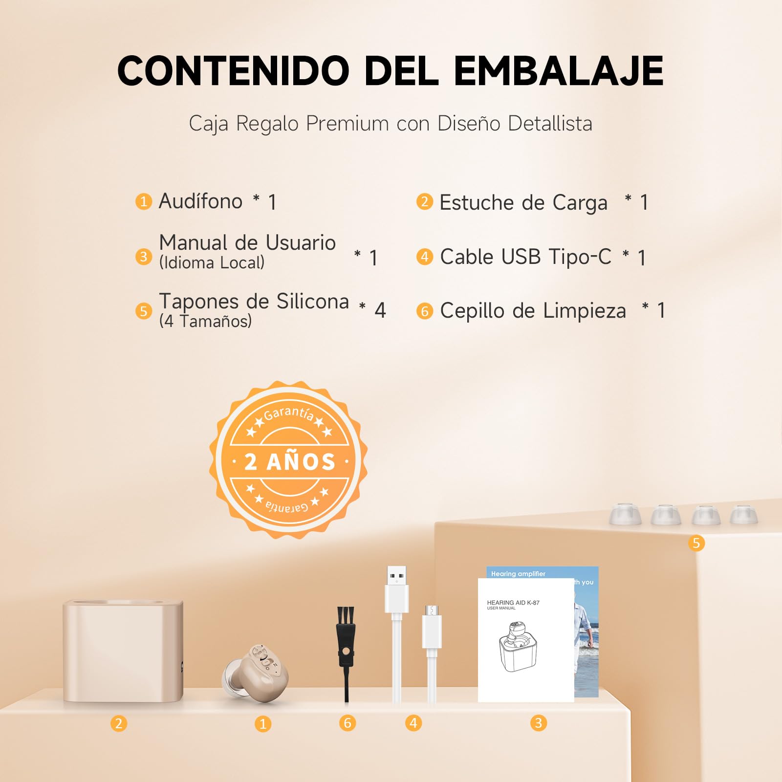 Britzgo Nuevo dispositivo de cancelación de ruido Compacto y portátil con estuche de carga (beige)