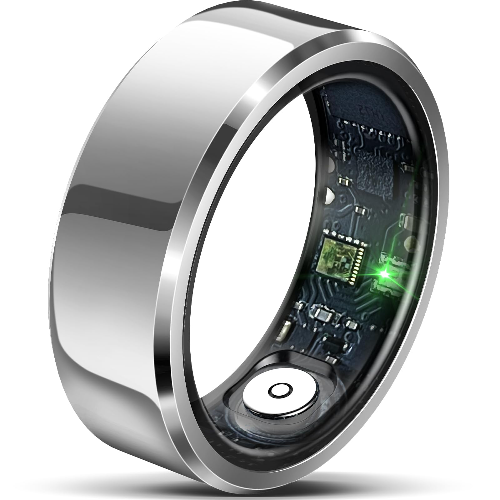 HPLSZCN Smart Ring voor heren en dames, touch-bestuurbare fitnesstracker, 5 ATM waterdichte smart ringen, compatibel met iOS en Android, zwart, 12