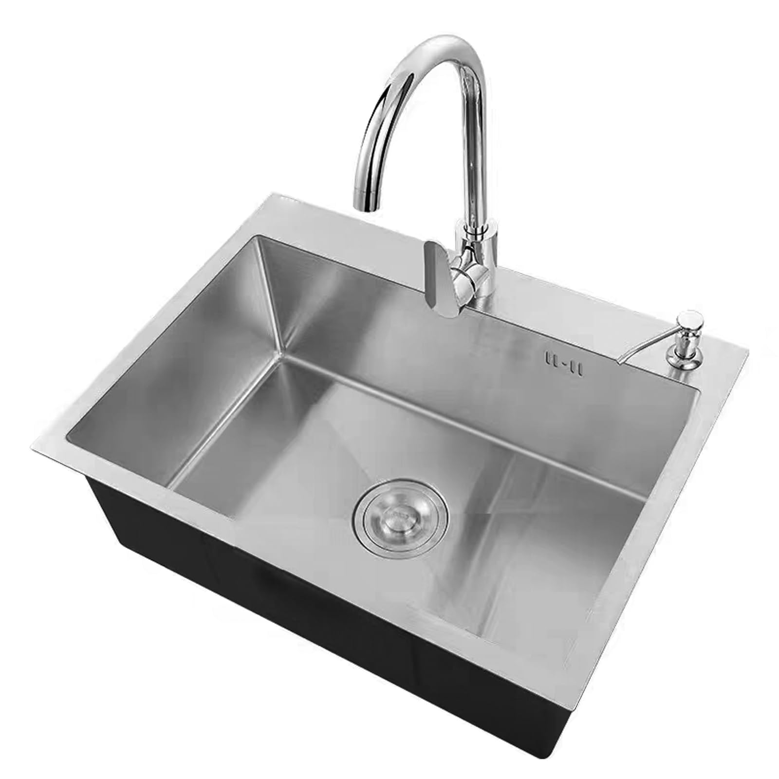 TAXXII Kitchen Sink, Stainless-Steel Single Bowl,Dual Mount Drop, Household Dishwasher Sinks for Workstation, RV, Prep Kitchen, and Bar Sink (60X45cm/23.6X17.7in)