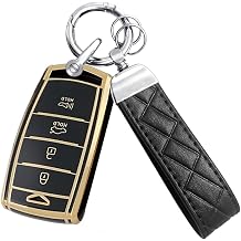 Key Fob Cover fit for Genesis G80 G90 G70 | TPU Key Cover Case Key Protector Keychain 4 Buttons A Black