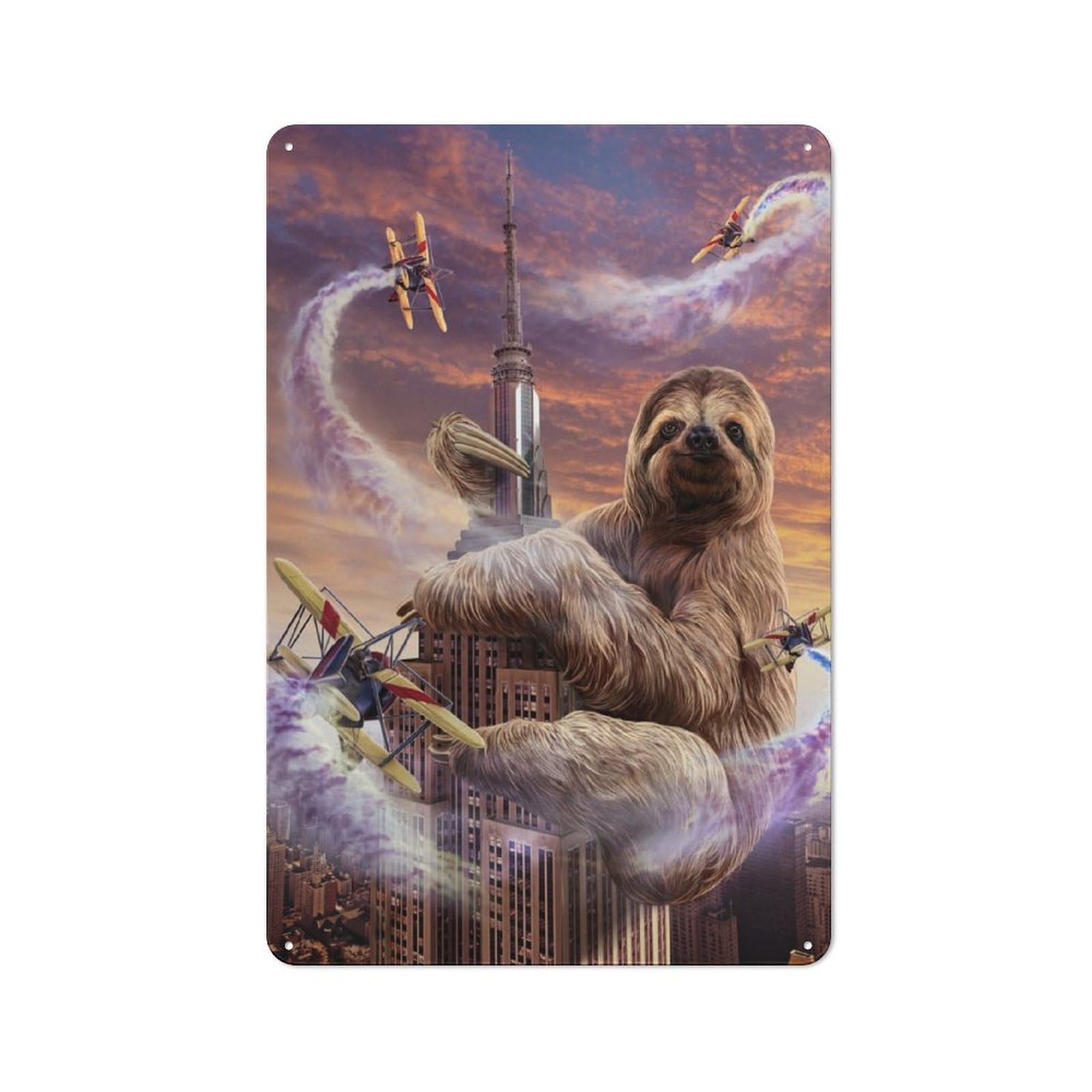 Junmoney Monster King Sloth For Garden Room Or Summerhouse, Rustic Tin Sign 30X20cm, Tin Sign Wall Decor For Garden Rooms And Summerhouses