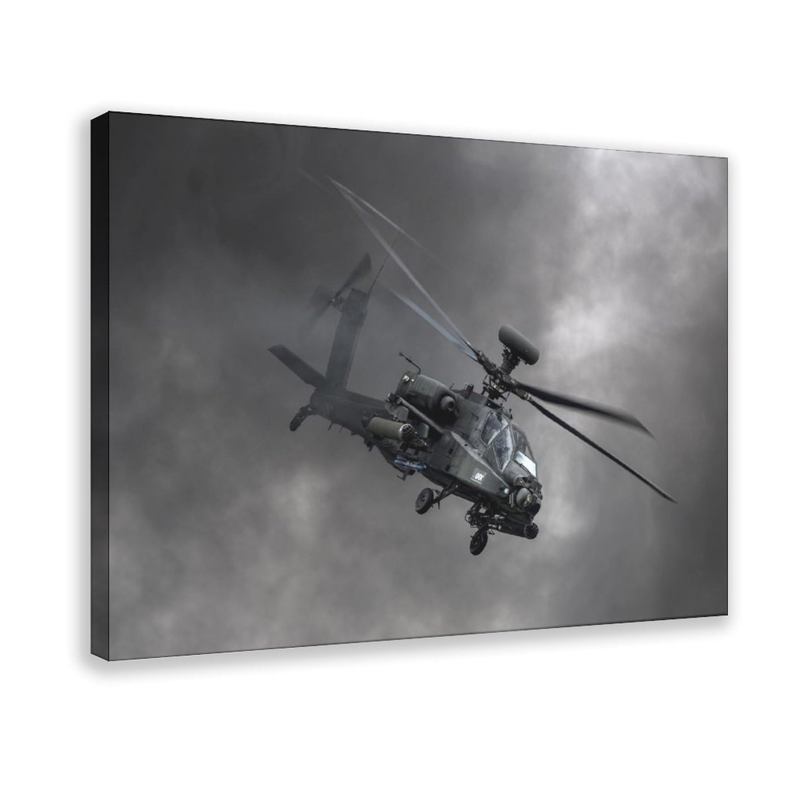 Military Poster AH-64 Helicopter Jet Fighter Wall Art Airplane Plane Flying Flight 36L"x24W" Wall Art Canvas Painting Print Posters, for Boys Room Men Guys Bedroom Dorm Man Cave