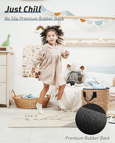 Miniatura 4 de tchdio Tapete largo de baño, súper absorbente, de secado rápido, antideslizante, con parte trasera de goma, delgado, 17 x 48 pulgadas, color beige