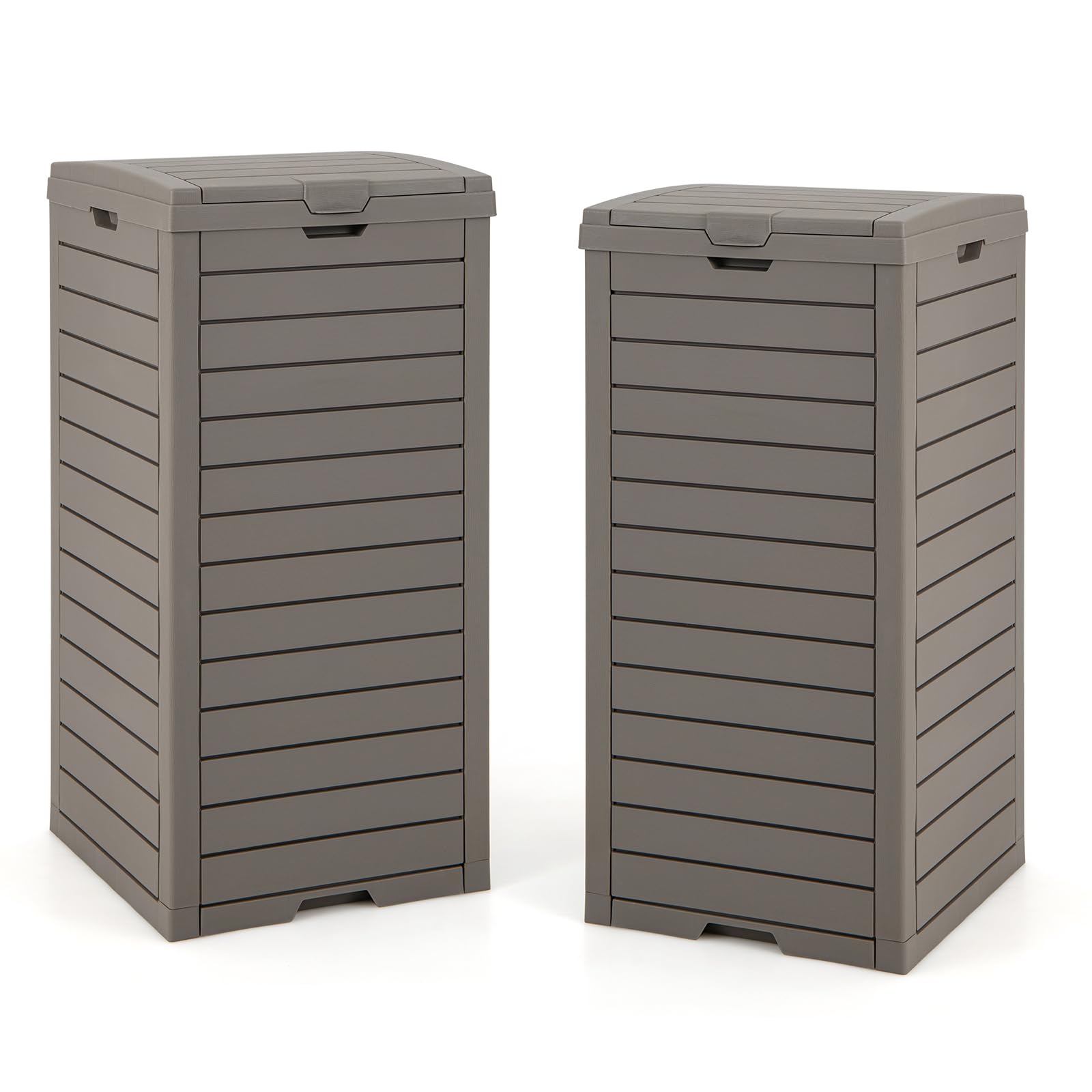LIFEZEAL 2 Pattumiere Differenziata Esterno 118 L, Bidoni Giardino, Resistente alle Intemperie, in Resina, con Coperchio, Maniglia, Cestino Raccolta Spazzatura, Secchio Rifiuti, 40x40x86 cm, Marrone