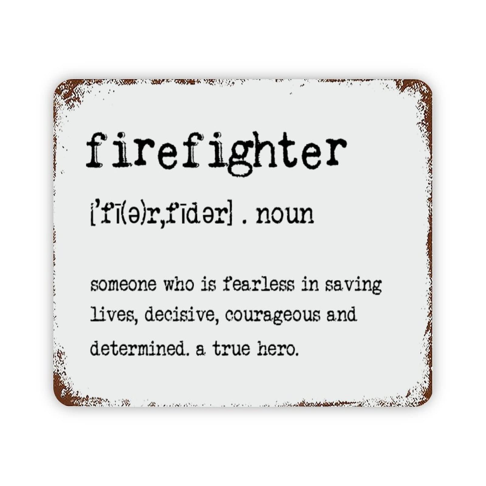 ENEDNATE Firefighter Definition Dictionary Word Meaning Vintage Metal Sign 12x16 Inch Modern Quote Waterproof Aluminum Tin Signs for Indoor & Outdoor Home Decoration Wall Art Poster