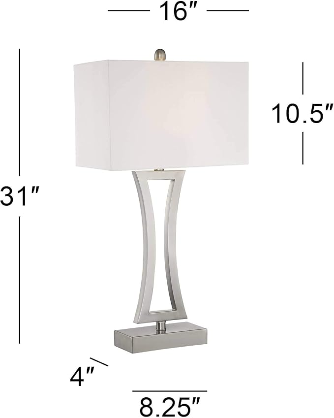 Juego de 2 Lámparas de Mesa 360 Lighting Roxie 31 pulgadas Níquel Cepillado miniatura 4
