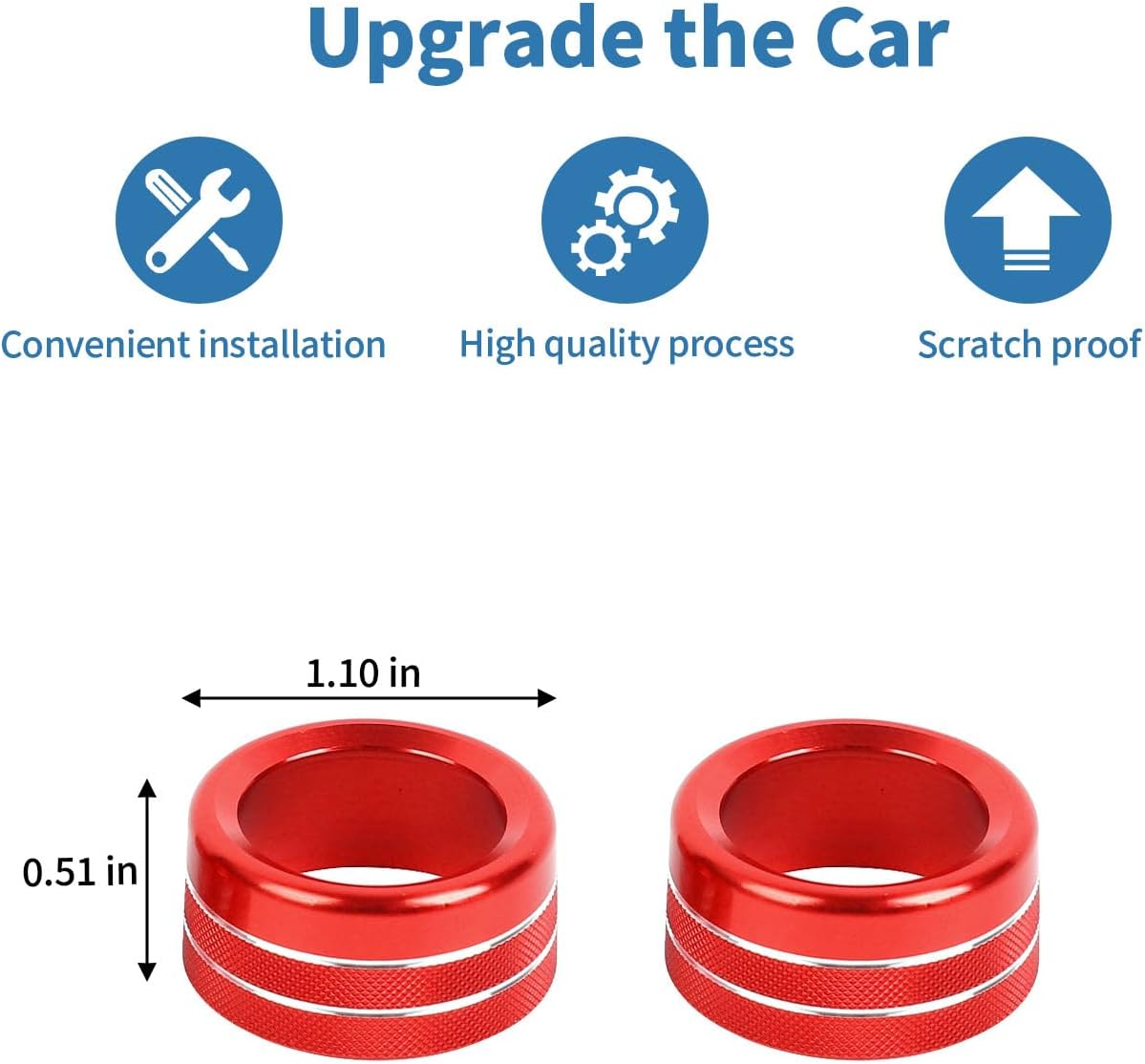 for Colorado AC Air Vent Knob Cover Trim Ring Fit for Chevy Colorado 2024-Present Red Interior Accessories 2pcs