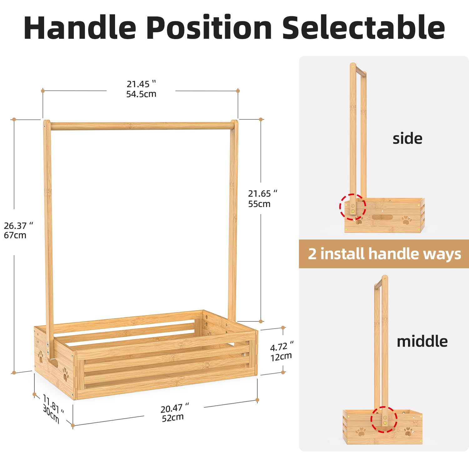 BAMBOOHOMIE Perchero para ropa de bebé para niños pequeños, perchero para mascotas con caja de almacenamiento y barra ajustable para colgar perros/gatos, perchero para ropa de baby shower con asa para