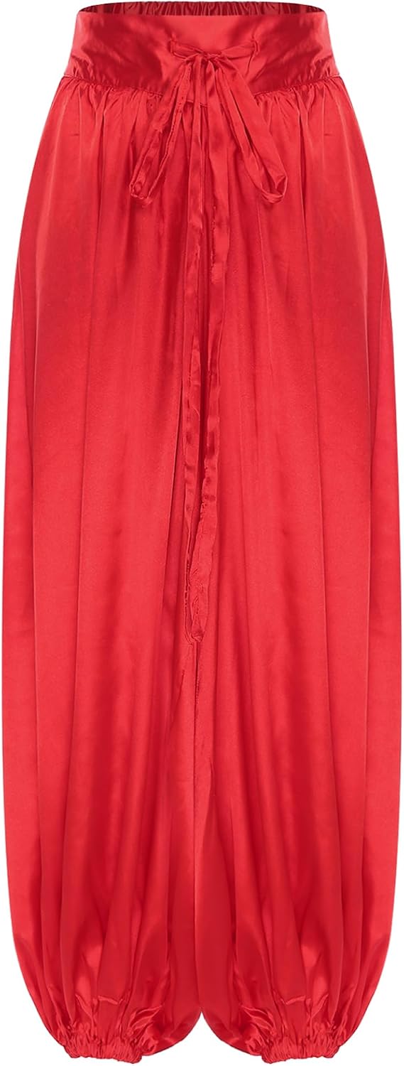 Linjinx Women Belly Dance Lantern Pants Folk Pants Halloween Belly Dance Tribal Harem Trousers Clubwear