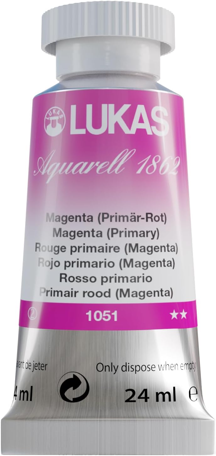 Lukas 1862 Aquarell Artists' Watercolor Tubes, Magenta (Primary) 24 ml - Vibrant Professional Grade Watercolor Paint - Easy-to-Wet, Intense Color, Long-lasting - Ideal for Professional Watercolorists