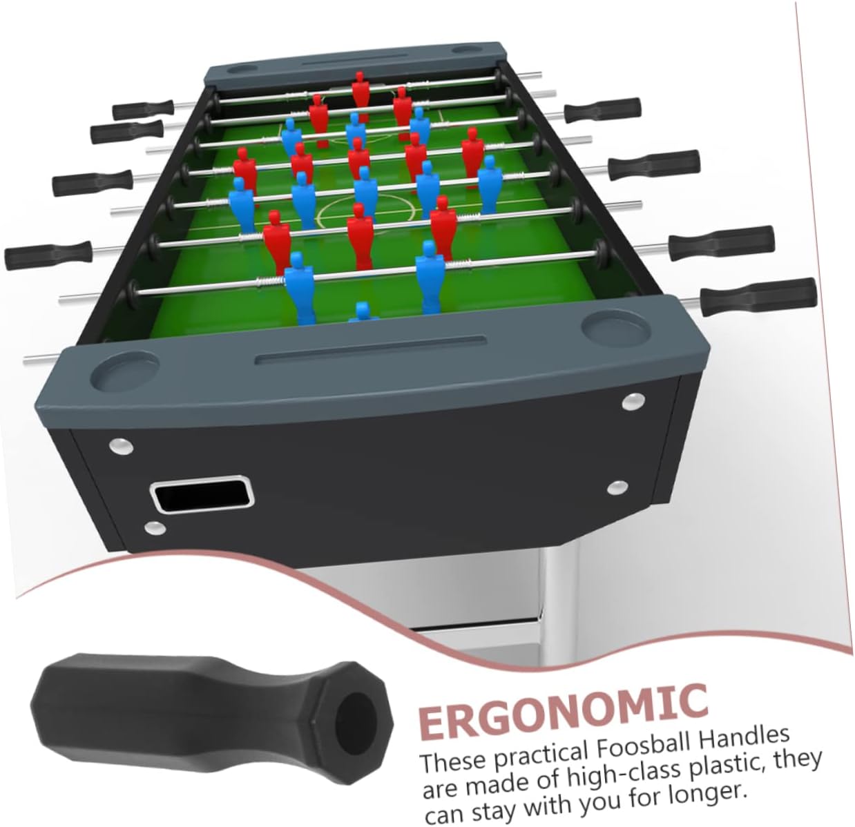 8pcs Nonskid Foosball Table Handles Ergonomic Design Replacement Grip for Standard Table Soccer Easy Installation Shape Accessories for Enhanced Gameplay