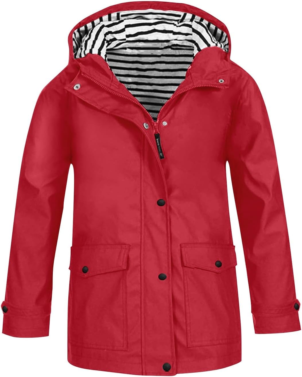 Boys Girls Rain Jacket Waterproof Hooded Raincoat Lightweight Windbreaker Windproof Hiking Jacket with Button Flap Pockets