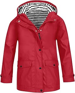 Chaqueta impermeable para niña, función cortavientos, color sólido preparado, cierre ligero con cremallera y botón, ideal para senderismo y días lluviosos