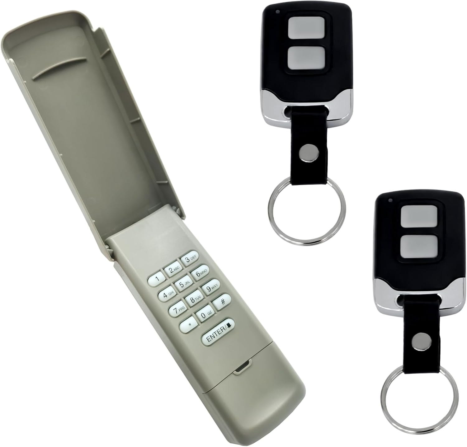 877MAX+371LM Garage Door Keypad & 2 Remotes Combo Compatible with Sears Craftsman Garage Door Opener, Replace for 139.53753 53753 139.18191 HBW2028 Compatible with Purple Learn Button (2006-2013)