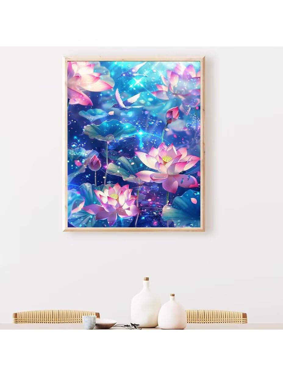 RNXAOPEN Peinture Numero Adulte Magpie Lotus - Activité Manuelle Adulte - Peinture Aquarelle - Loisir Creatif Adulte - Kit Loisir Créatif Enfant - Dès 13 Ans 100x130cm sans châssis en bois 161-K