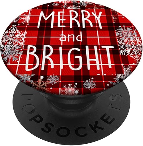 PopSockets de Navidad con diseño de copos de nieve rojos y brillantes, con diseño de cuadros rojos