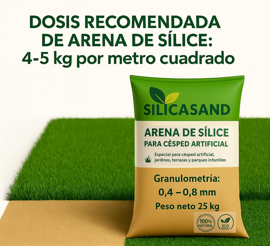 Genérico SilicaSand - Arena de Sílice para Césped Artificial | Sacos Arena 25 kg para Pavimentos Deportivos | Granulometría 0,4-0,8 | 1 Saco de 25 kg