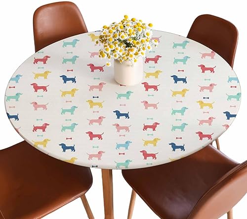 Miniatura 10 de Mantel redondo de mármol ónix con bordes elásticos, color marrón, lavable, reutilizable, para cocina, picnic, fiesta, 40-44 pulgadas Ónix