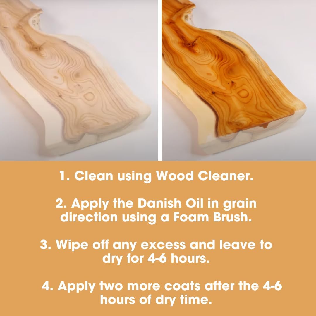 Furniture Clinic Danish Oil 500ml – Natural Wood Finish & Protection Oil for Furniture, Doors & Cabinets | Enhances Grain, Water Resistant, Fast Drying Wood Treatment 2