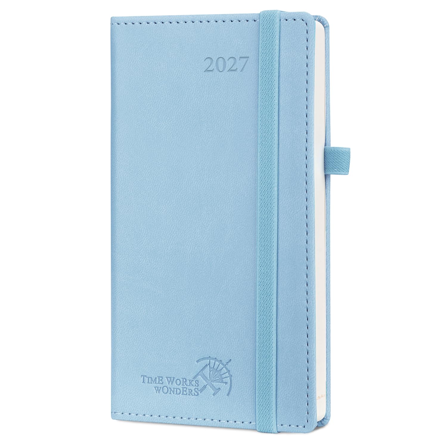 POPRUN Slim 2027 Pocket Diary Week To View (16.3x8.8cm) PU Leather hardback โ image 1