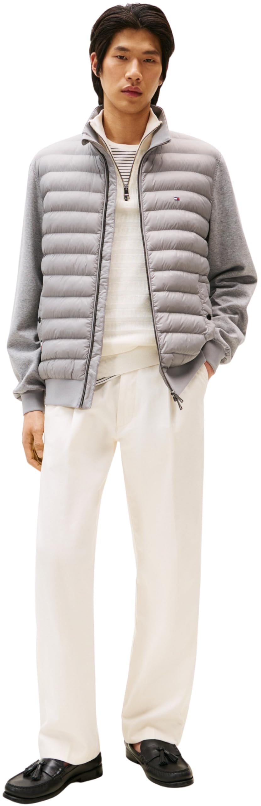 Tommy Hilfiger Uomo Felpa con Zip Mix Media con Colletto alla Coreana
