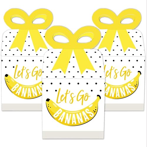 Miniatura 2 de Big Dot of Happiness Let's Go Bananas – Cajas de regalo cuadradas – Cajas de lazo para fiesta tropical – Juego de 12