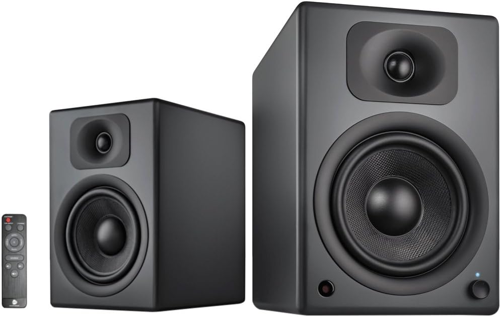 wavemaster TWO PRO - 2.0 Bluetooth Bookshelf Speaker System (110 Watt, aptX) for smartphones, tablets, TV / UK version (66355) - STONE GREY