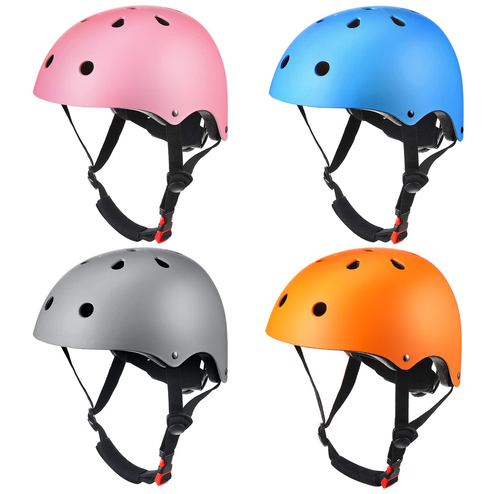 Paquete de 4 cascos ajustables para niños de 3 a 8 años de edad, con certificación CPSC, para niños y niñas, monopatín, bicicleta, scooter, ciclismo, equitación, deportes (colorido)