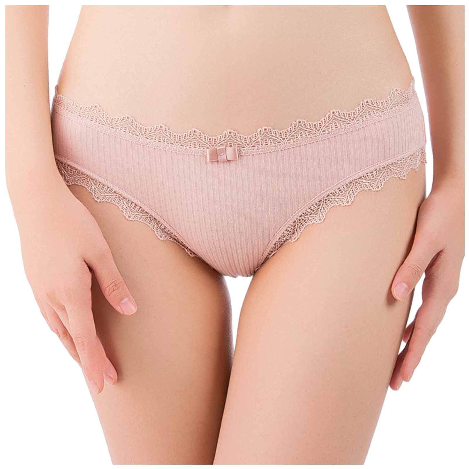 LIUguoo 5 Pack Seamless Underwear Invisible Bikini No Show Nylon Spandex Women Panties Lace Trim Briefs Comfy Underpants