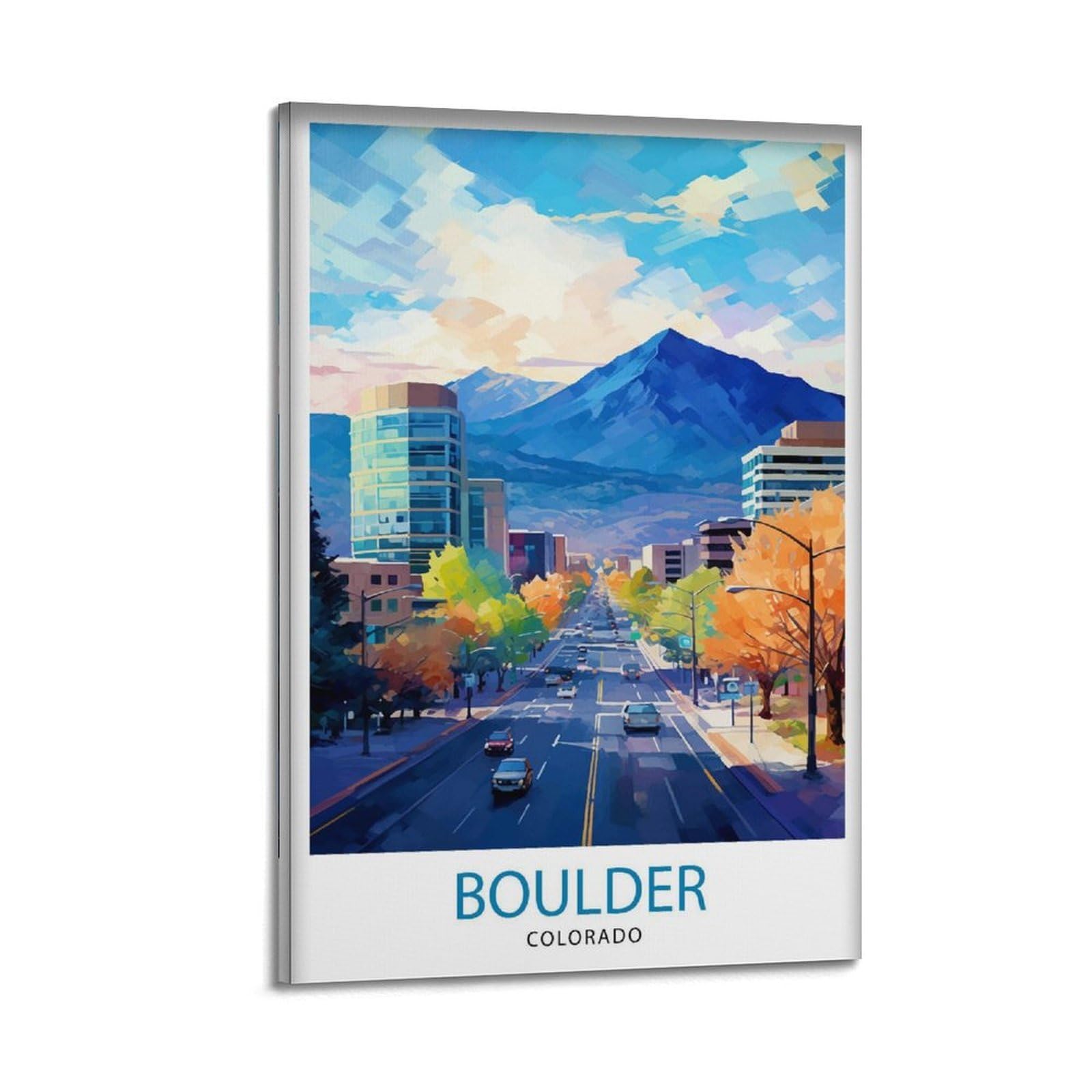 xiaoxiaoshen Boulder Colorado Travel Rocky Mountain Illustrati_5_3 Canvas Poster Wall Art Prints Room Aesthetic Murals Bedroom And Living Decorations 24x36inch(60x90cm)