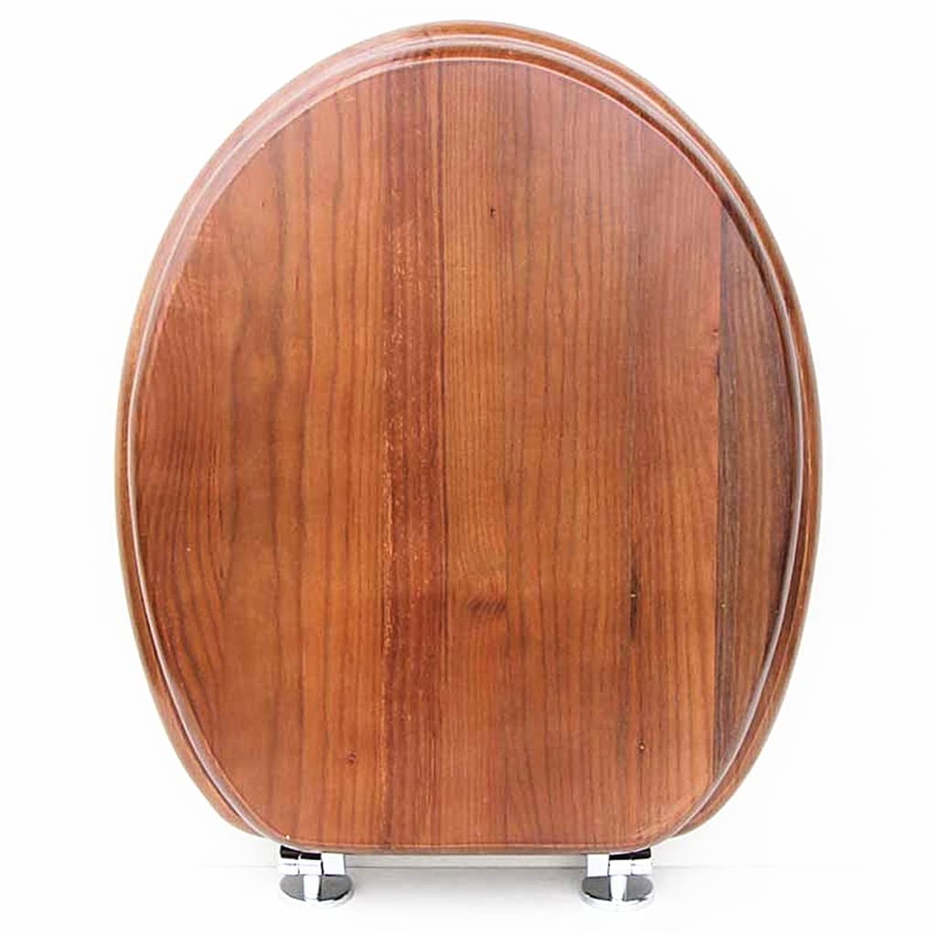 MOBYGKFY Solid Wood O Shaped Type Toilet Seats,Universal Slow-Close,Ordinary Buffer Lid