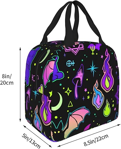 Miniatura 5 de Bolsa de almuerzo reutilizable con aislamiento térmico para preparar comidas para hombres y mujeres, trabajo, picnic o viajes (bruja gótica de bruja)
