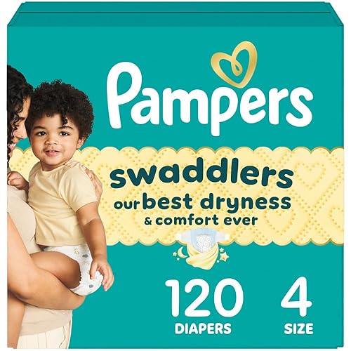 Pampers Swaddlers Diapers, Size 4 (15-34 lbs), 120 Count, Absorbent, Keeps Baby Dry and Comfortable, Skin Safe Disposable Baby Diaper (Packaging May Vary) - Size 4 - 120