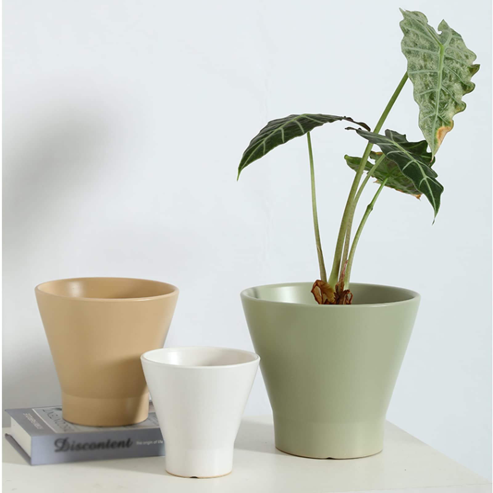 Vasi da Giardino Fioriere in Ceramica Vaso per Piante da 5,5/7/8,6 Pollici con Foro di drenaggio, contenitori Moderni per Piante grasse decorano la casa, L'Ufficio e l'esterno