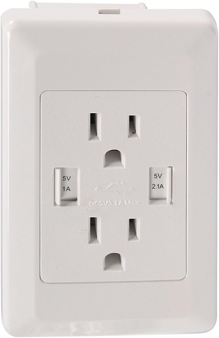 ETvalley Charger Outlet Dual USB Tamper-Resistant Receptacle USB Wall Outlet, Energy Efficient, for Most Electronic Devices